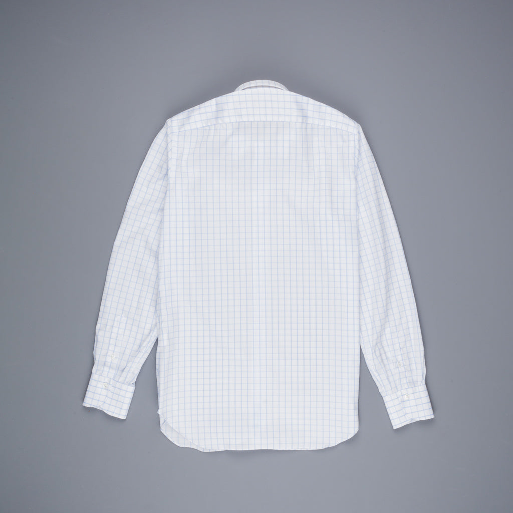 Finamore 'Traveller' Shirt Napoli Fit Collar Lucio Alumo Twill Blue windowpane check