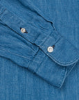 Finamore Gaeta Shirt Lucio Collar washed blue denim medium weight