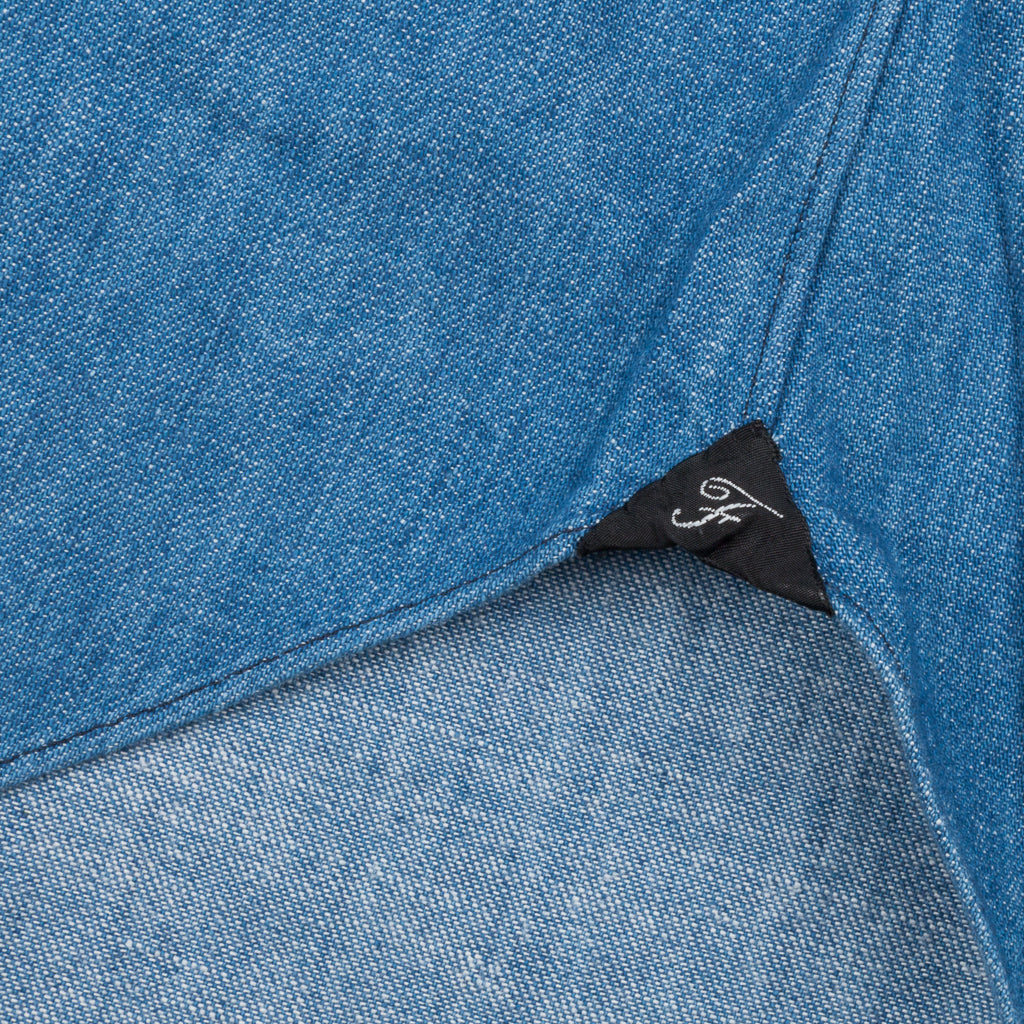 Finamore Gaeta Shirt Lucio Collar washed blue denim medium weight