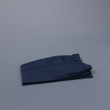 Incotex Venezia model 45 Thight fit flannel pants Prince of Wales Blu Medio