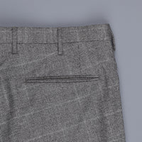 Incotex Venezia model 45 Thight fit flannel pants Prince of Wales Grigio Chiaro