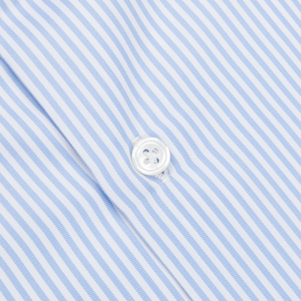 Finamore Napoli shirt collo Eduardo blue bengal stripe twill