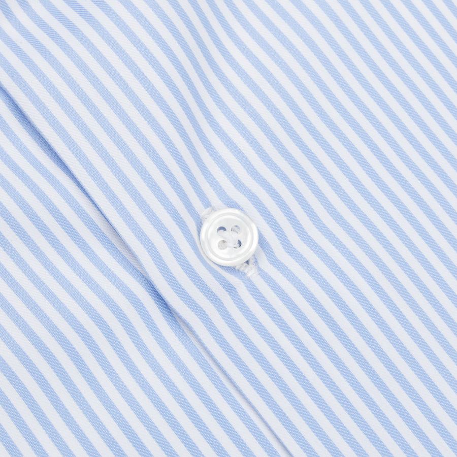 Finamore Napoli shirt collo Eduardo blue bengal stripe twill