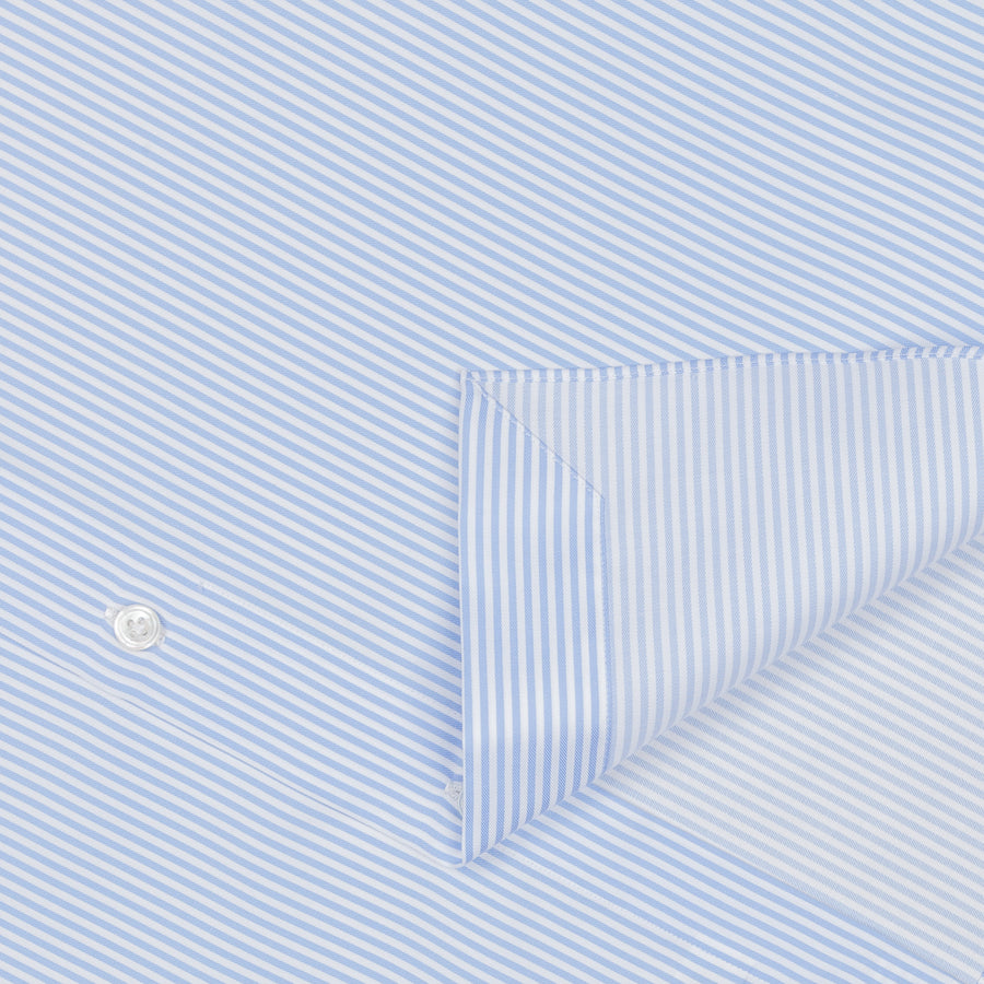 Finamore Napoli shirt collo Eduardo blue bengal stripe twill