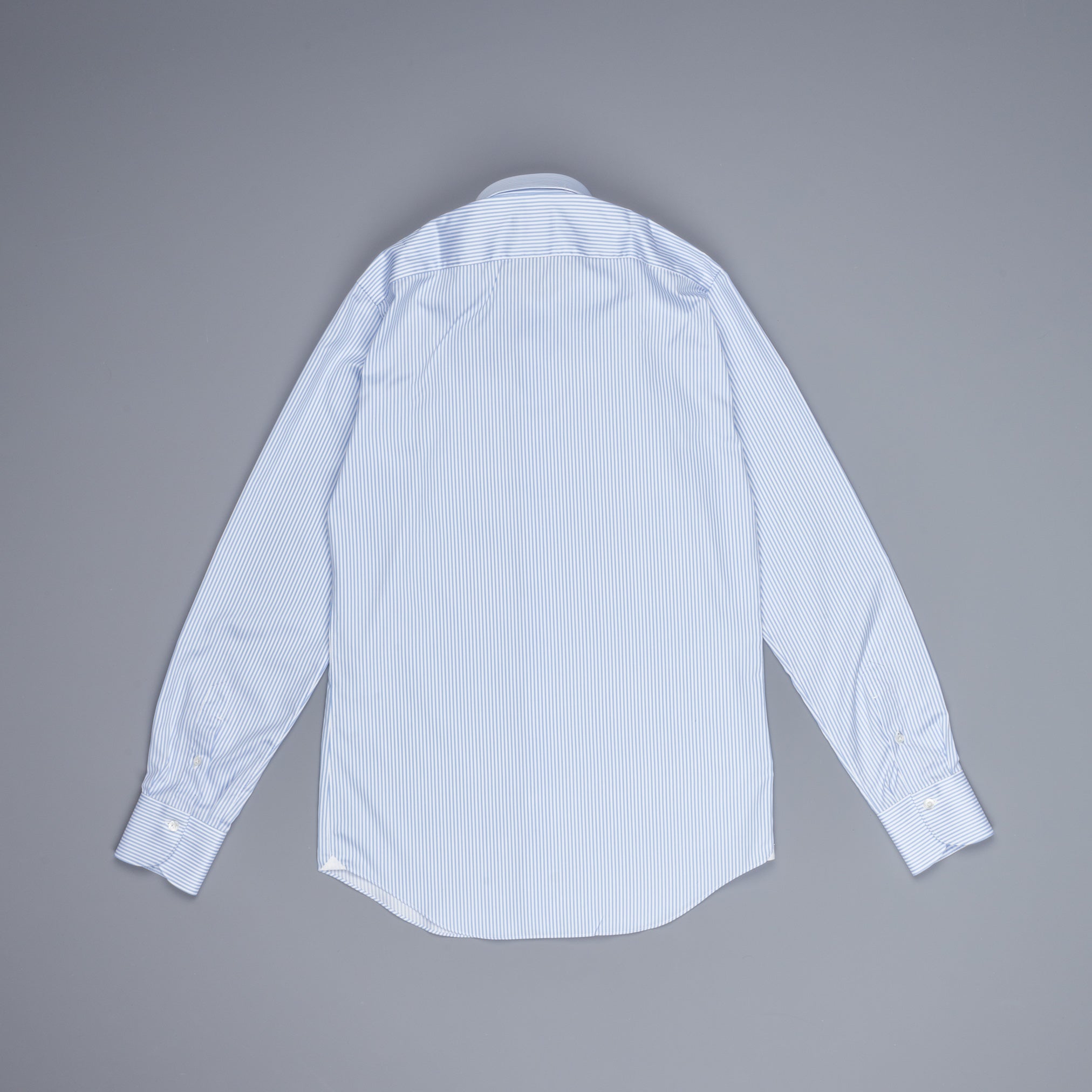 Finamore Milano shirt collo Eduardo blue bengal stripe twill