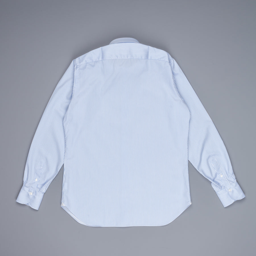 Finamore Napoli shirt collo Eduardo blue bengal stripe twill
