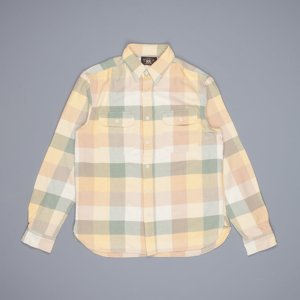 RRL Matlock Sportshirt Cotton Twill Plaid Yellow Green