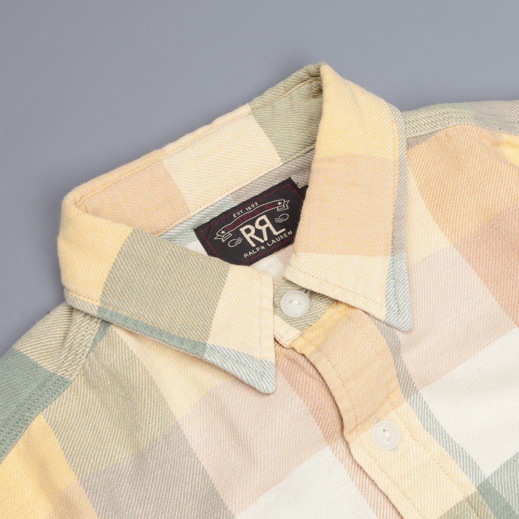 RRL Matlock Sportshirt Cotton Twill Plaid Yellow Green