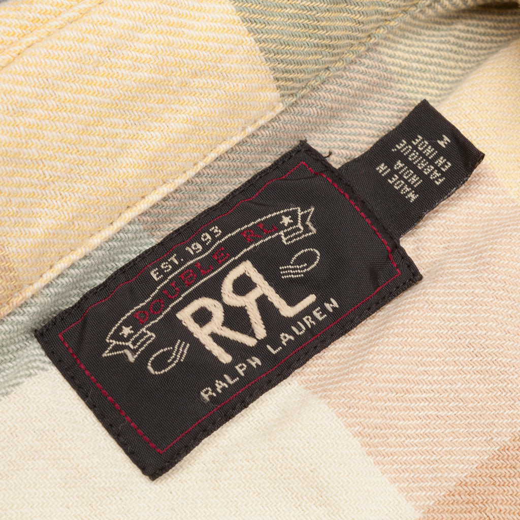 RRL Matlock Sportshirt Cotton Twill Plaid Yellow Green