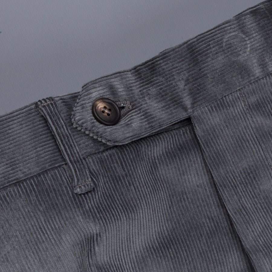Rota Pantaloni High Rise Regular Fit 14-Wale Corduroy Stretch Grigio