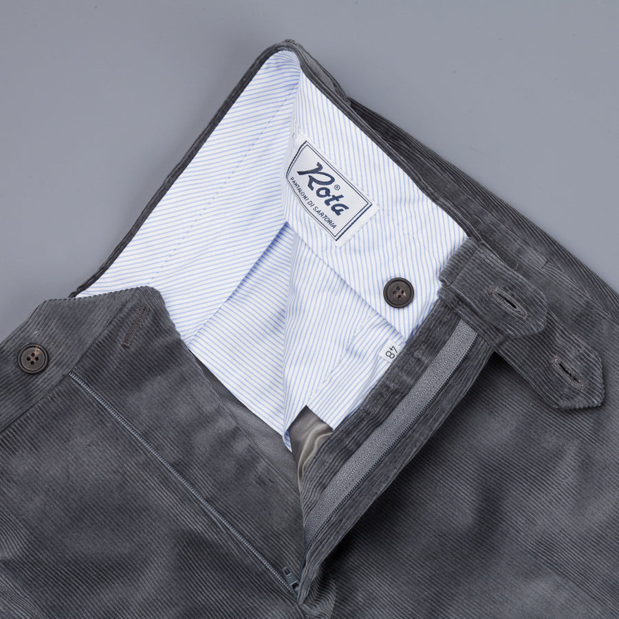 Rota Pantaloni High Rise Regular Fit 14-Wale Corduroy Stretch Grigio