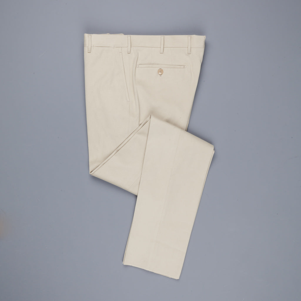 Rota Pantaloni High Rise Regular Fit Mid Weight Cotton Gabardine Beige Chiaro