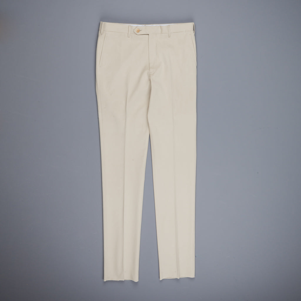 Rota Pantaloni High Rise Regular Fit Mid Weight Cotton Gabardine Beige Chiaro