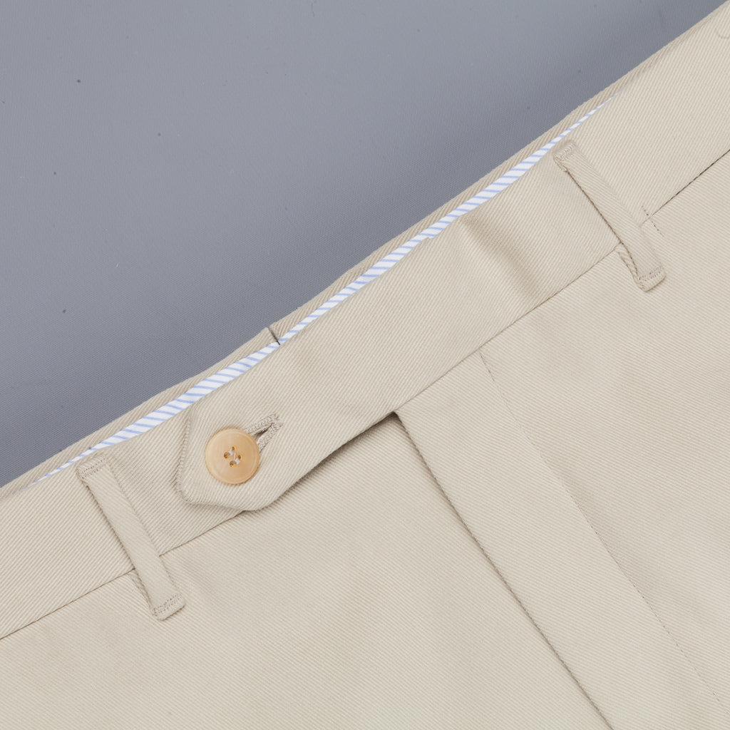 Rota Pantaloni High Rise Regular Fit Mid Weight Cotton Gabardine Beige Chiaro