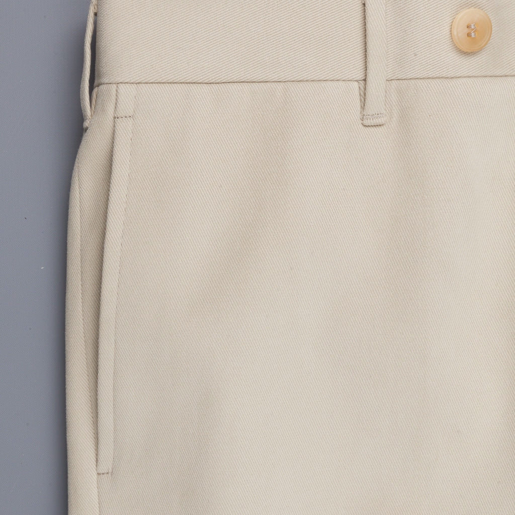 Rota Pantaloni High Rise Regular Fit Mid Weight Cotton Gabardine Beige Chiaro