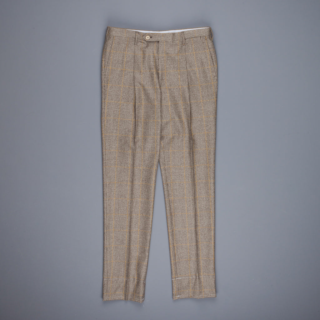 Rota Pantaloni High Rise Regular Fit Prince Of Wales Check Beige Scuro
