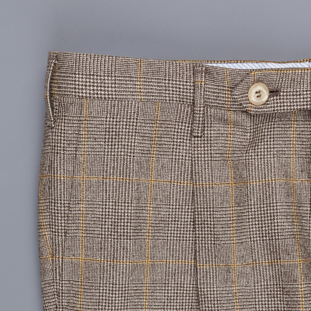Rota Pantaloni High Rise Regular Fit Prince Of Wales Check Beige Scuro ...