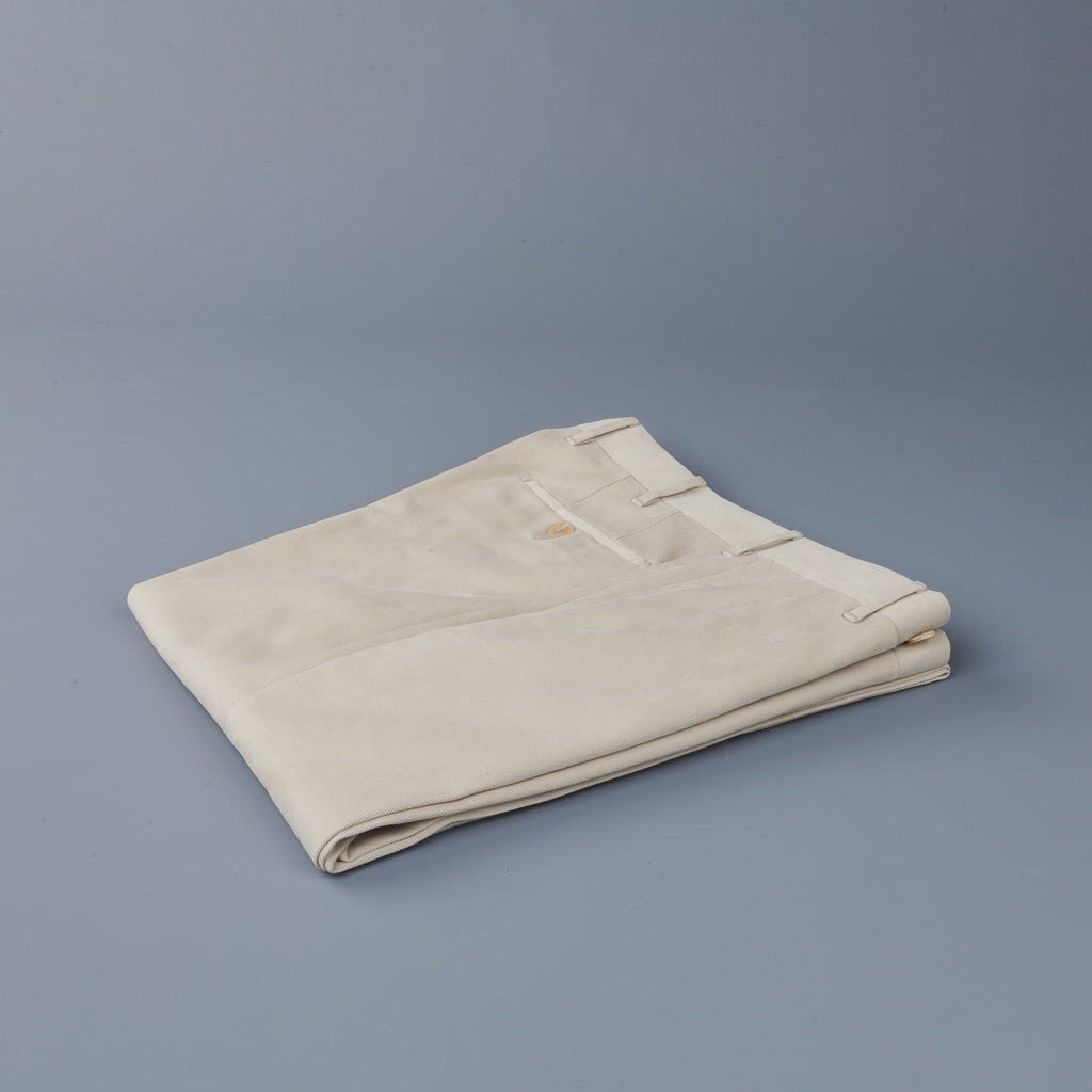 Rota Pantaloni High Rise Regular Fit Mid Weight Cotton Gabardine Beige Chiaro