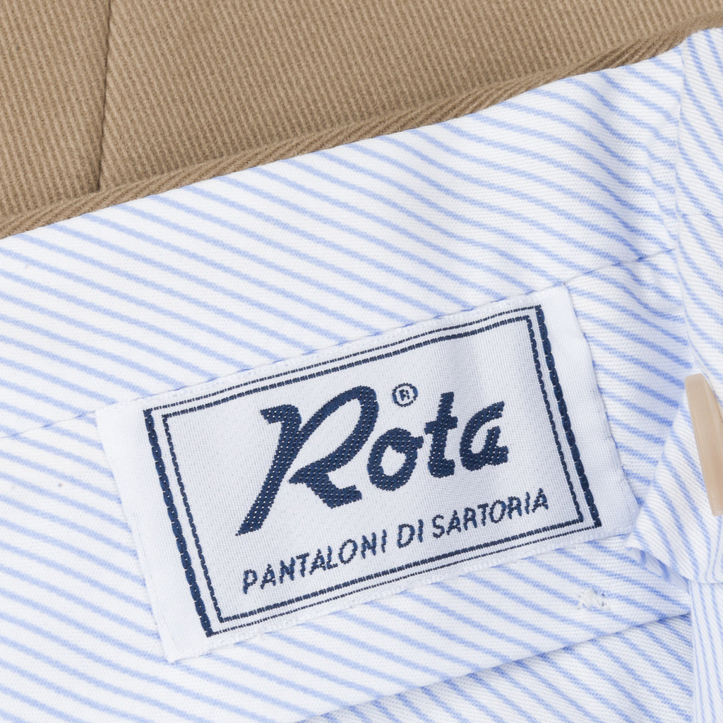 Rota Pantaloni High Rise Regular Fit Mid Weight Cotton Gabardine Beige Scuro