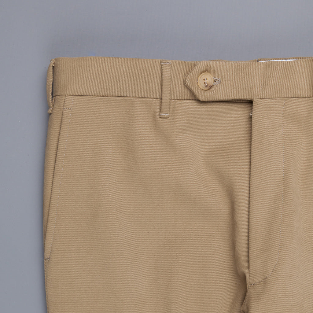 Rota Pantaloni High Rise Regular Fit Mid Weight Cotton Gabardine Beige Scuro
