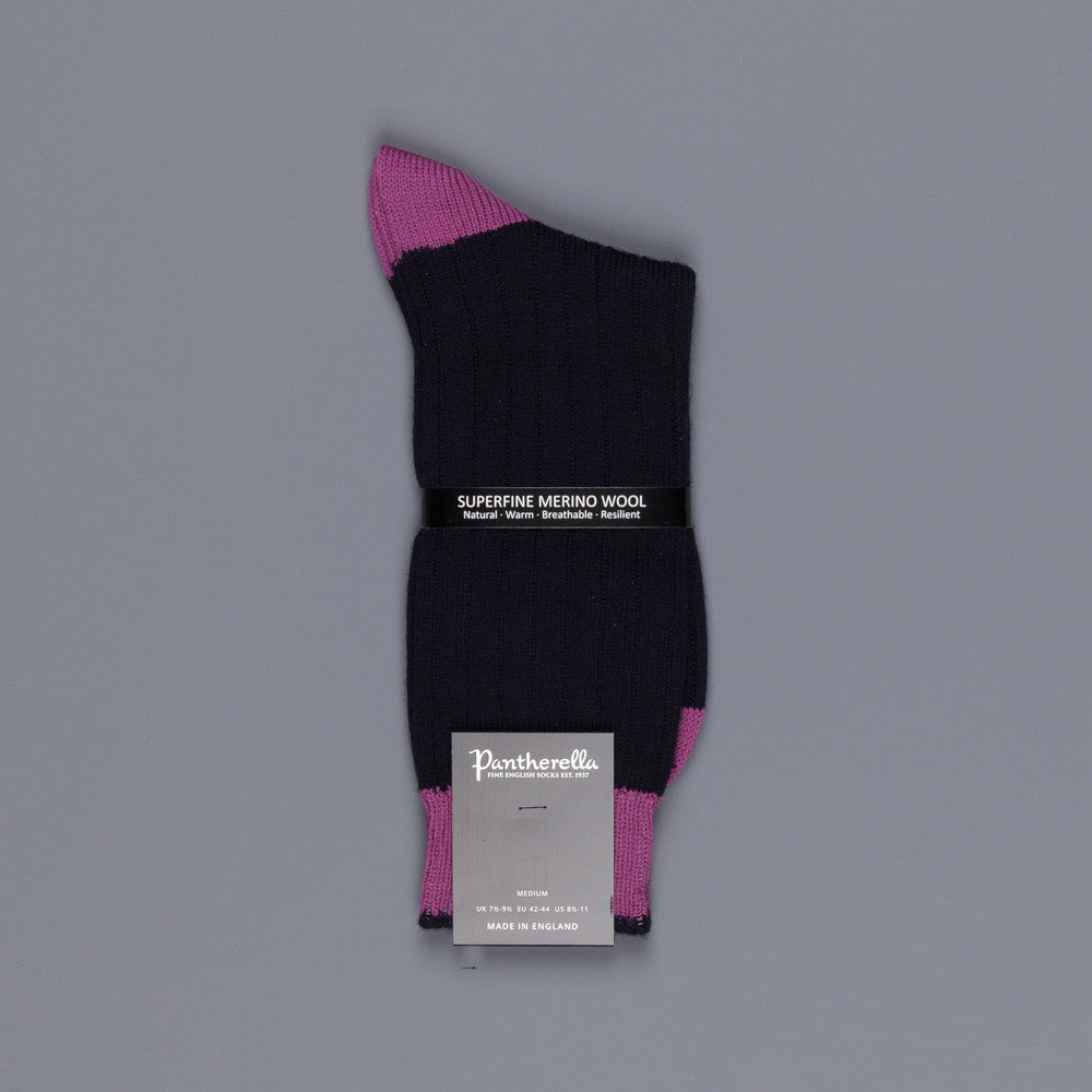Pantherella berwick merino wool socks navy/damson