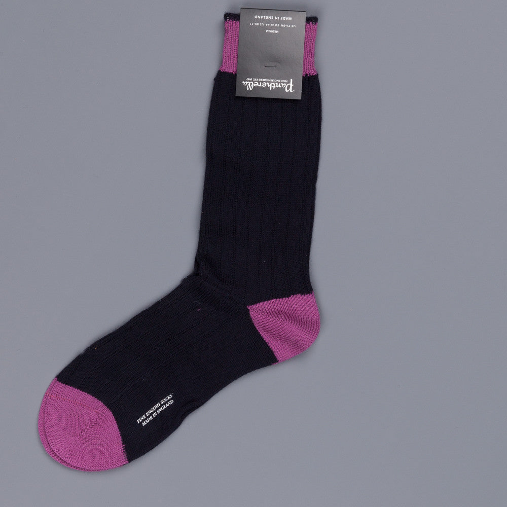 Pantherella berwick merino wool socks navy/damson