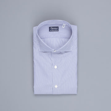 Finamore 'Traveller' Shirt Napoli Fit Collar Eduardo Navy Stripe Alumo poplin