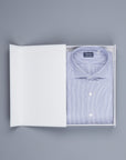 Finamore 'Traveller' Shirt Napoli Fit Collar Eduardo Navy Stripe Alumo poplin