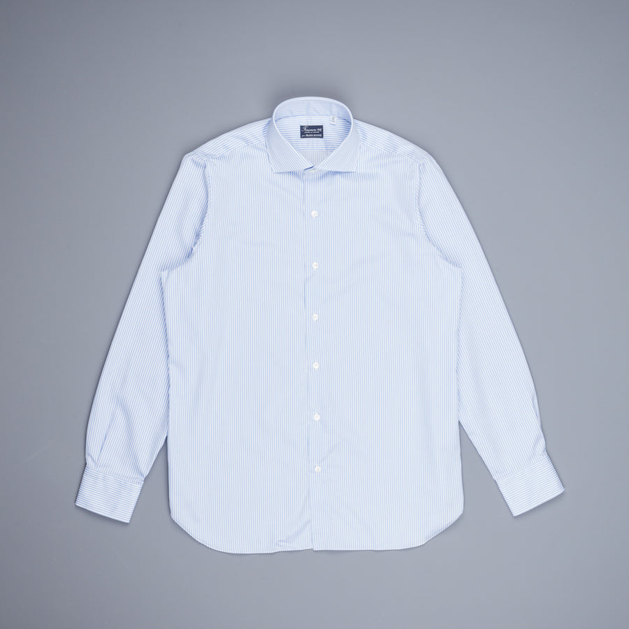 Finamore 'Traveller' shirt Napoli fit Collar Eduardo Alumo light Blue stripe poplin