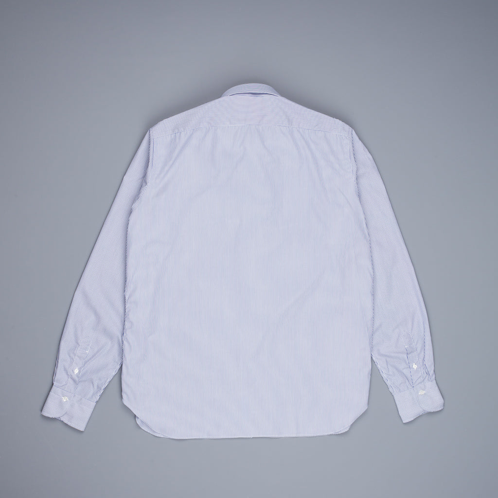 Finamore &#39;Traveller&#39; Shirt Napoli Fit Collar Eduardo Navy Stripe Alumo poplin