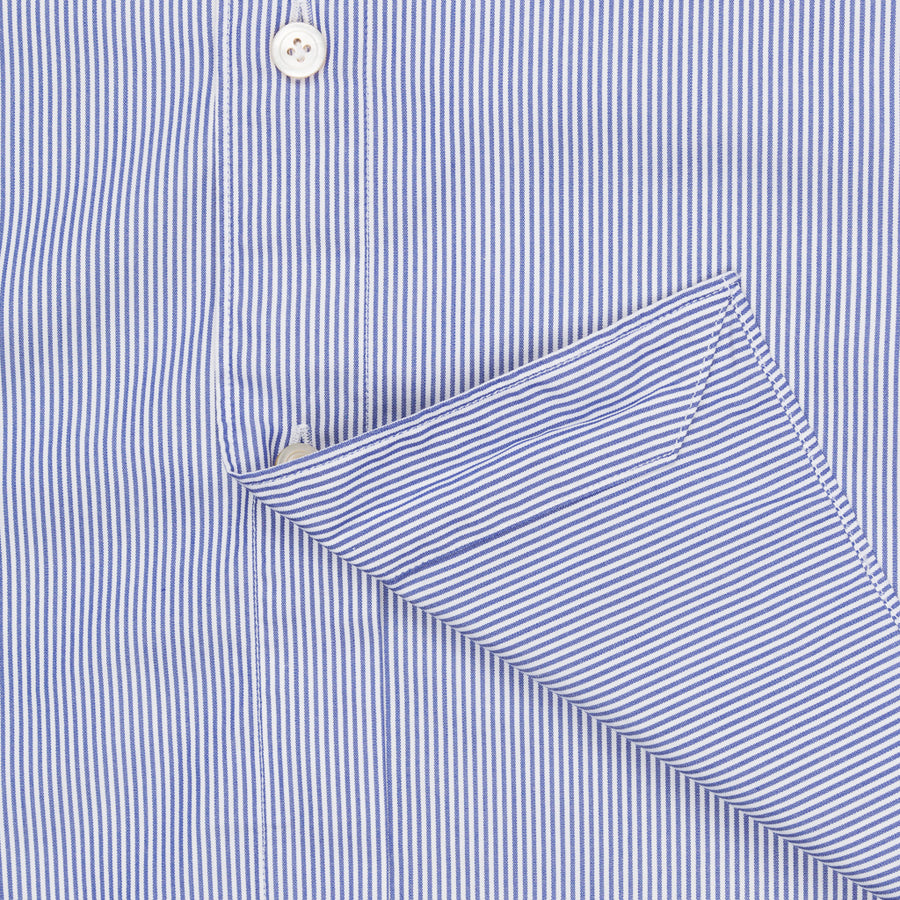 Finamore Tokyo Shirt Lucio Collar Navy Stripe Poplin