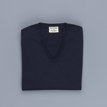 William Lockie x Frans Boone 30 gauge Loro Piana Merino's V-Neck Dark Navy