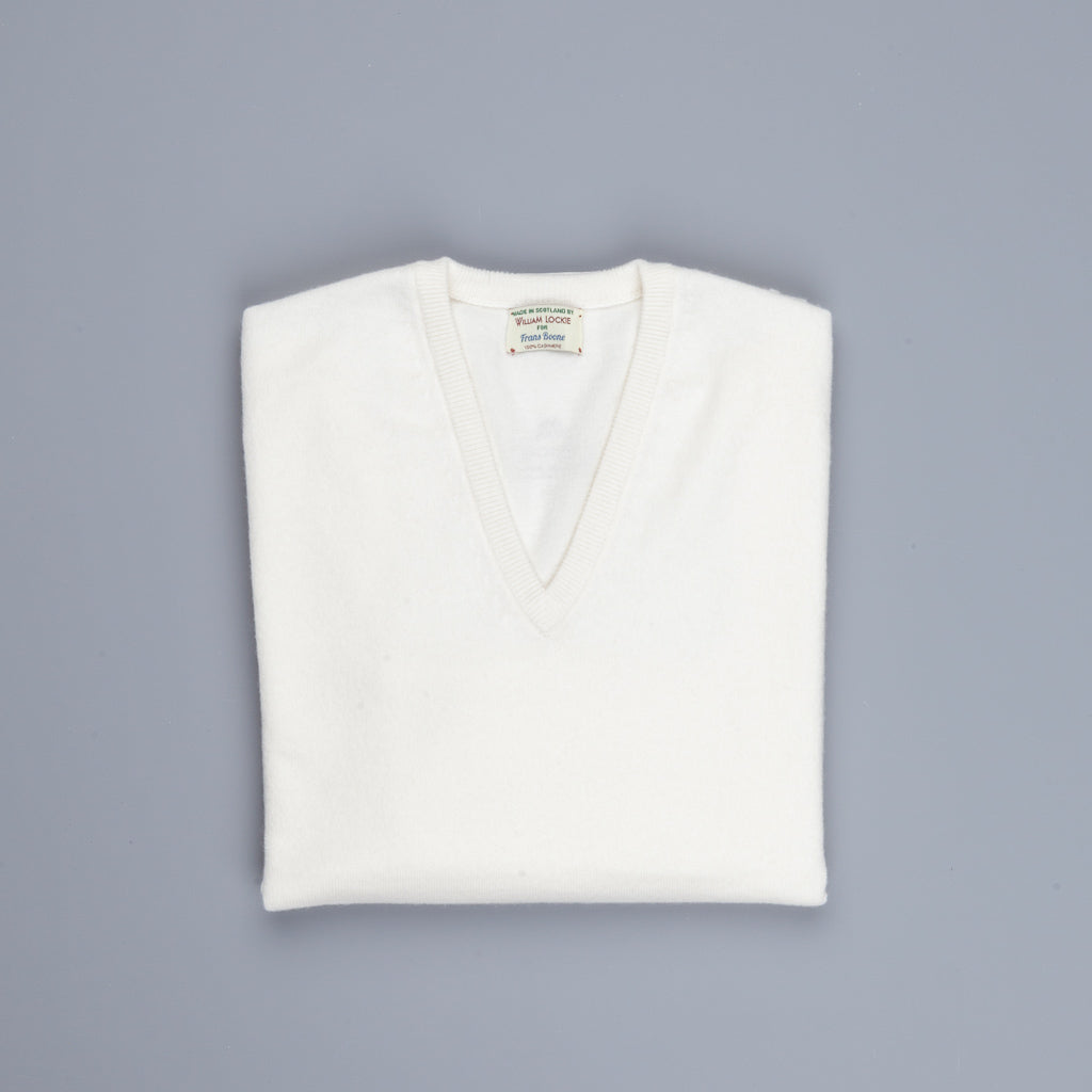 William Lockie Oxton Cashmere V-Neck Ice White