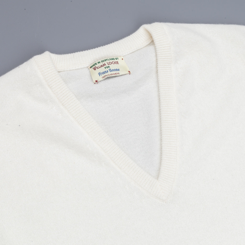 William Lockie Oxton Cashmere V-Neck Ice White