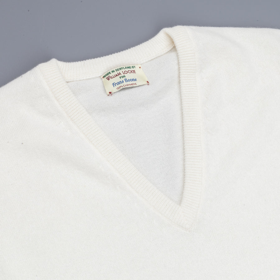 William Lockie Oxton Cashmere V-Neck Ice White