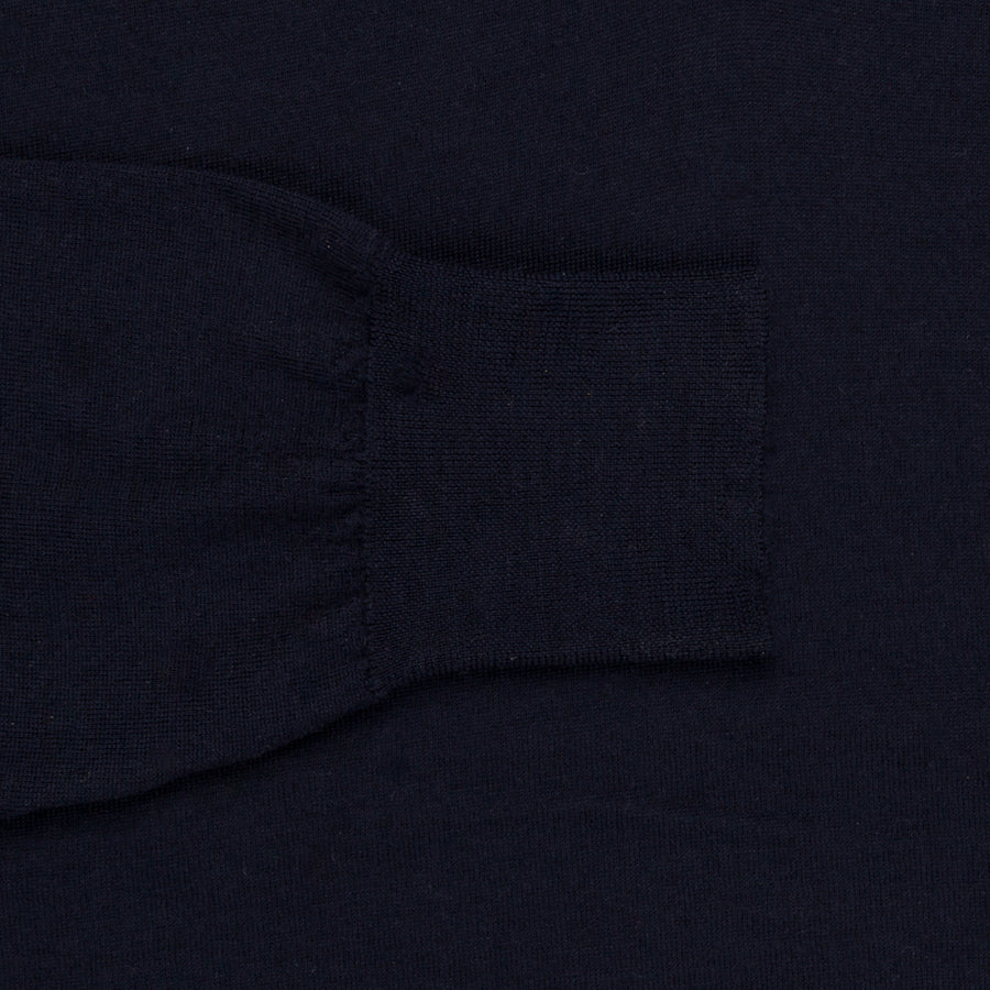 William Lockie x Frans Boone 30 gauge Loro Piana Merino's V-Neck Dark Navy
