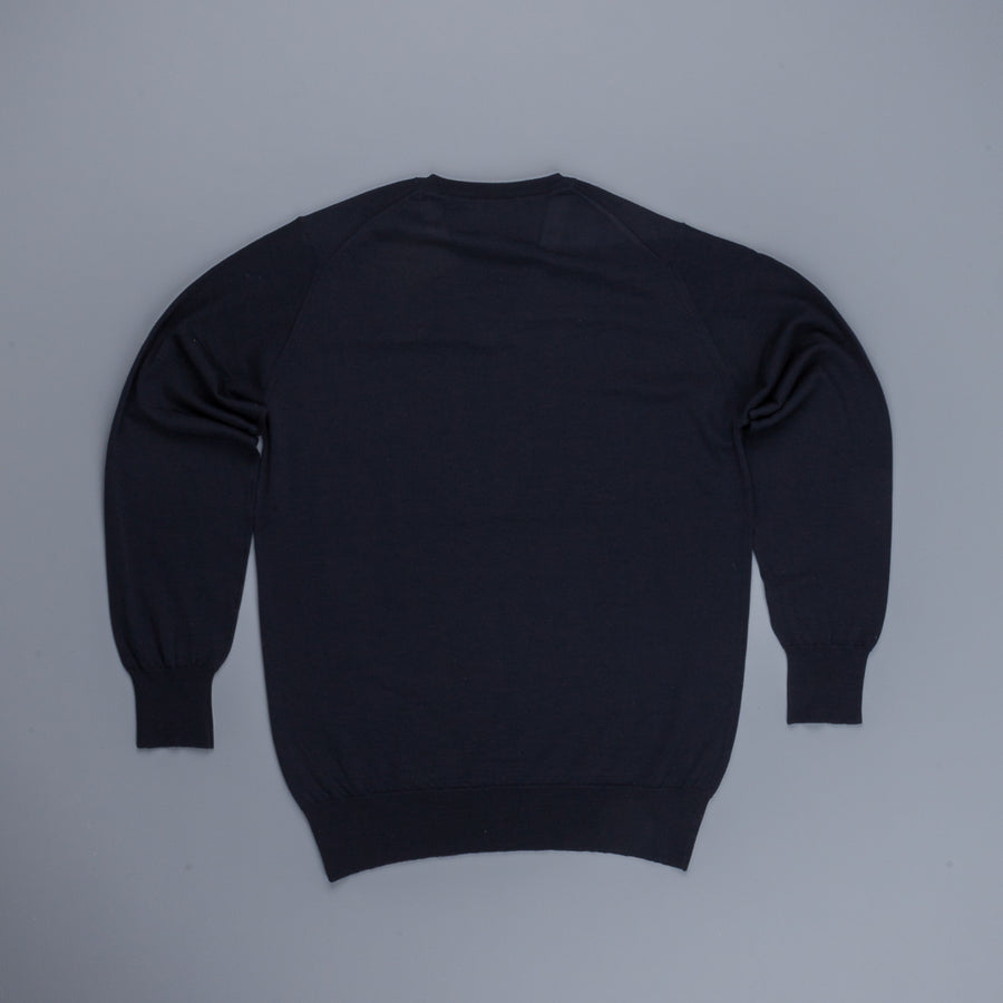 William Lockie x Frans Boone 30 gauge Loro Piana Merino's V-Neck Dark Navy