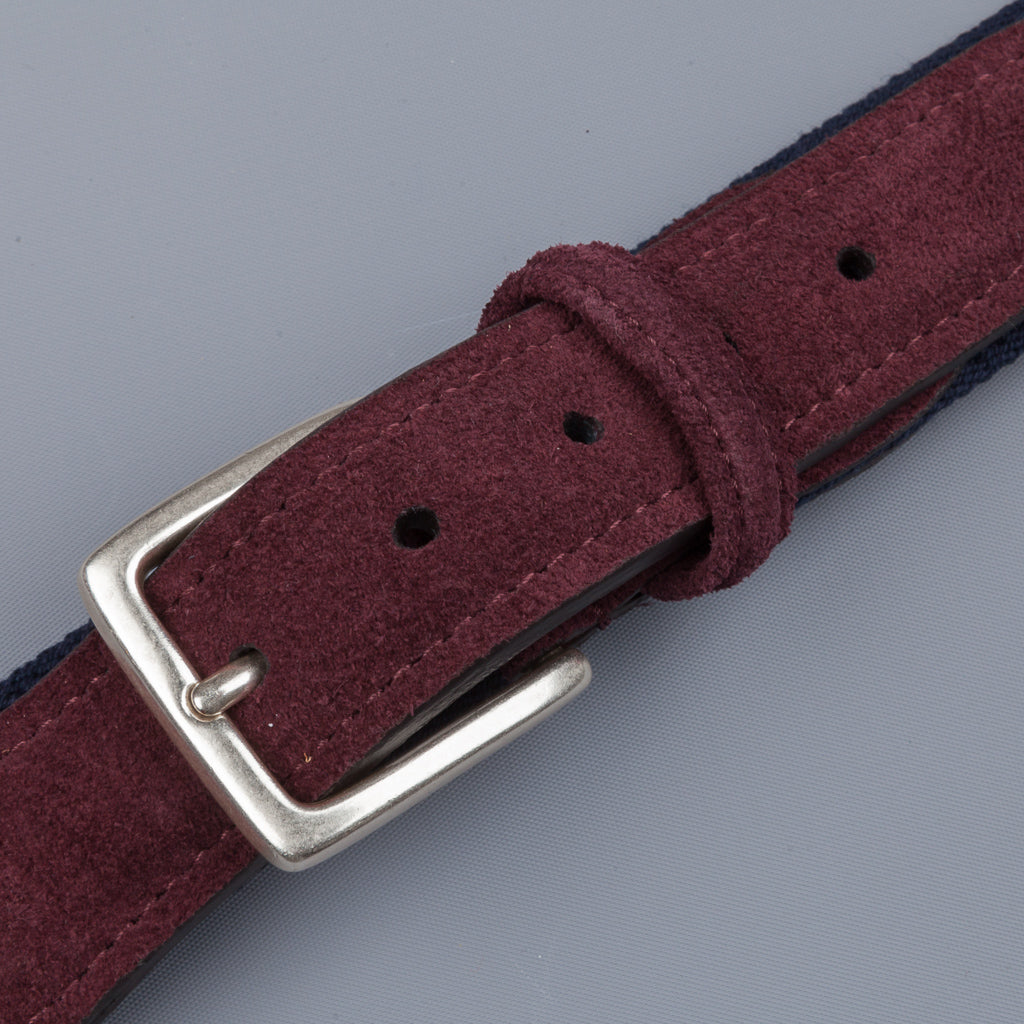 Anderson&#39;s x Frans Boone woven belt Navy -  Burgundy suede