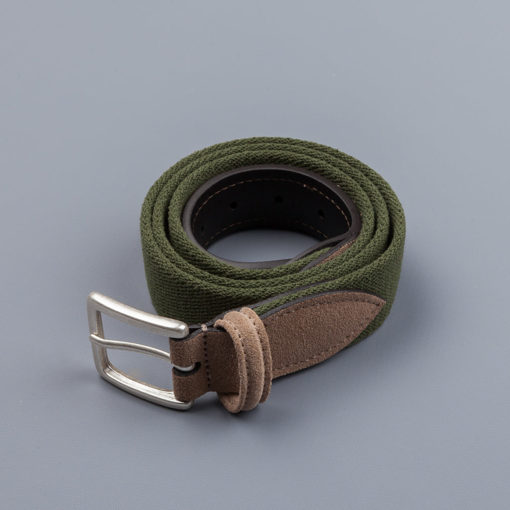 Anderson&#39;s x Frans Boone woven belt olive -  tan suede