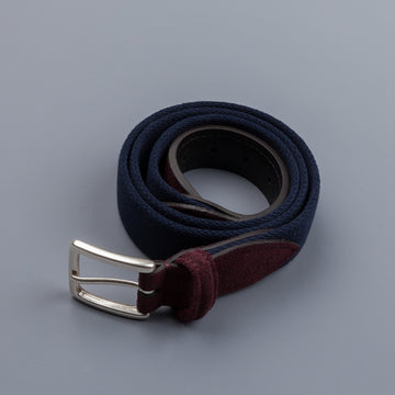 Anderson's x Frans Boone woven belt Navy -  Burgundy suede