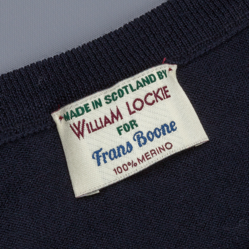 William Lockie x Frans Boone 30 gauge Loro Piana Merino&#39;s Crew Neck Dark Navy