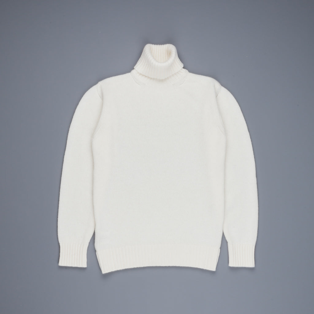 William Lockie Gullan Cashmere Roll Neck Ice White