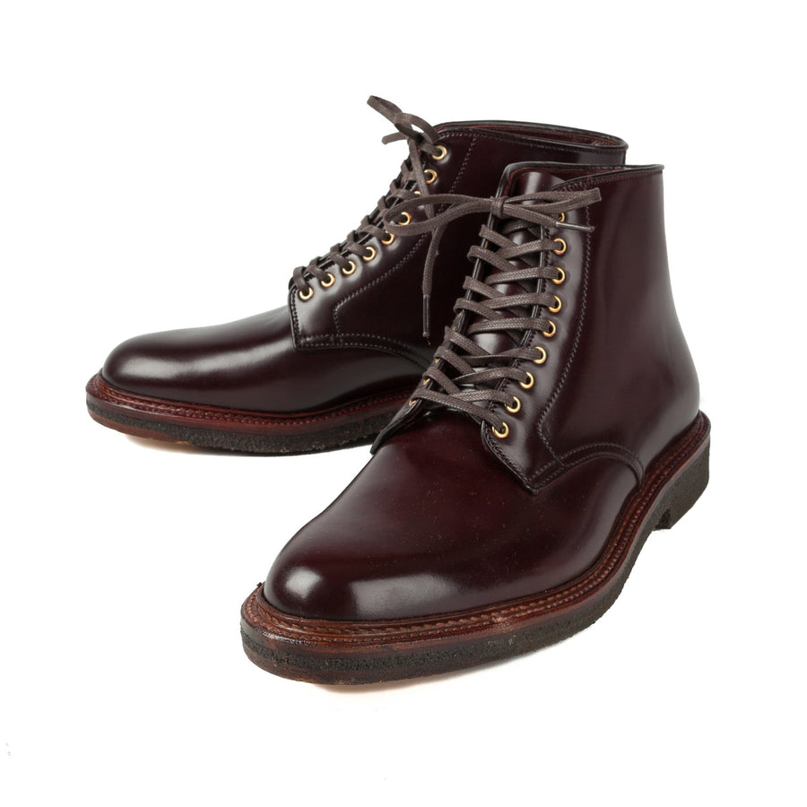 Alden x Frans Boone plain toe boots in #8 cordovan on crepe