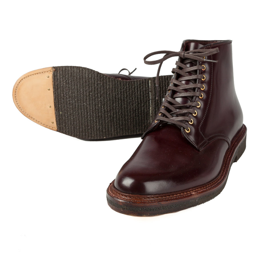 Alden x Frans Boone plain toe boots in #8 cordovan on crepe