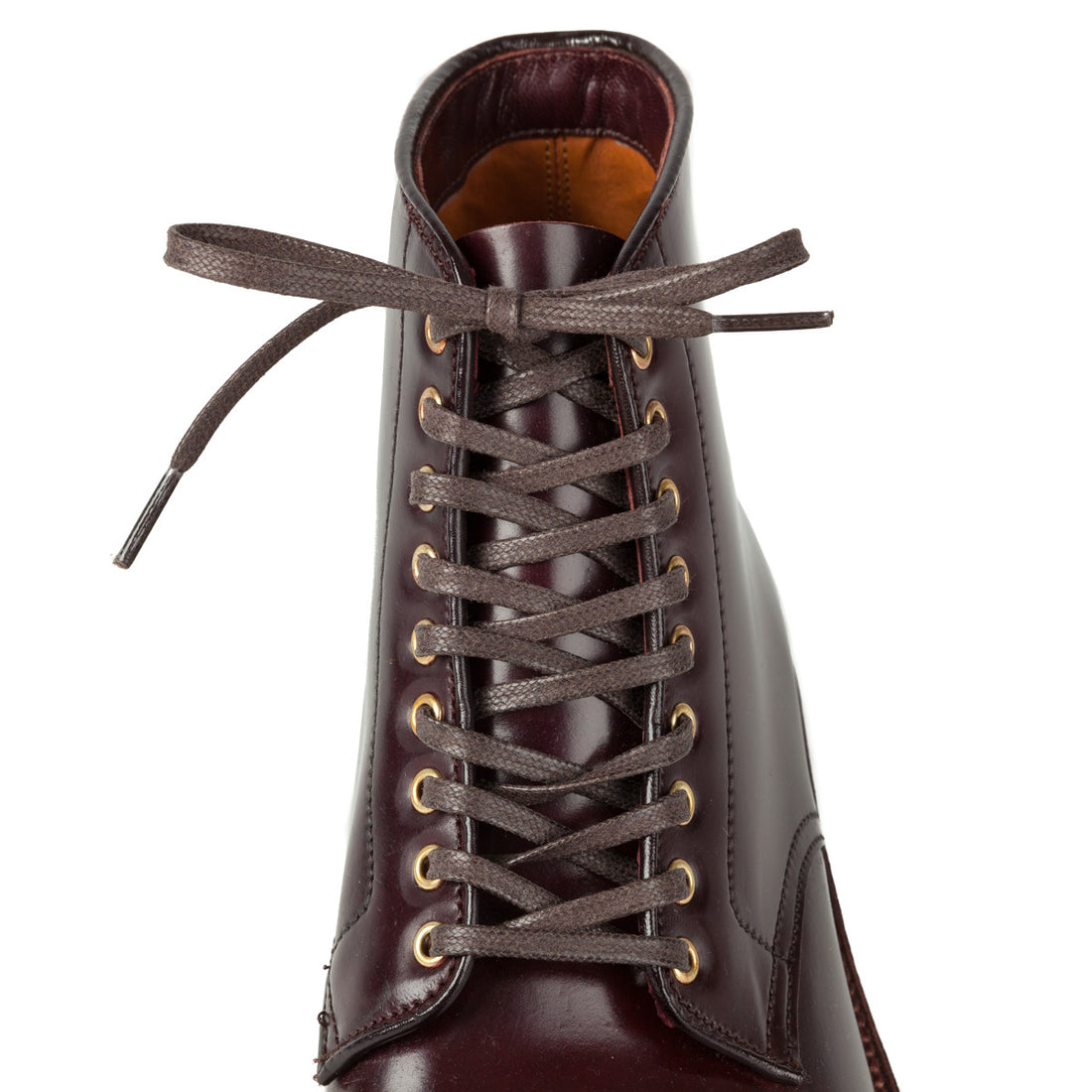 Alden x Frans Boone plain toe boots in #8 cordovan on crepe