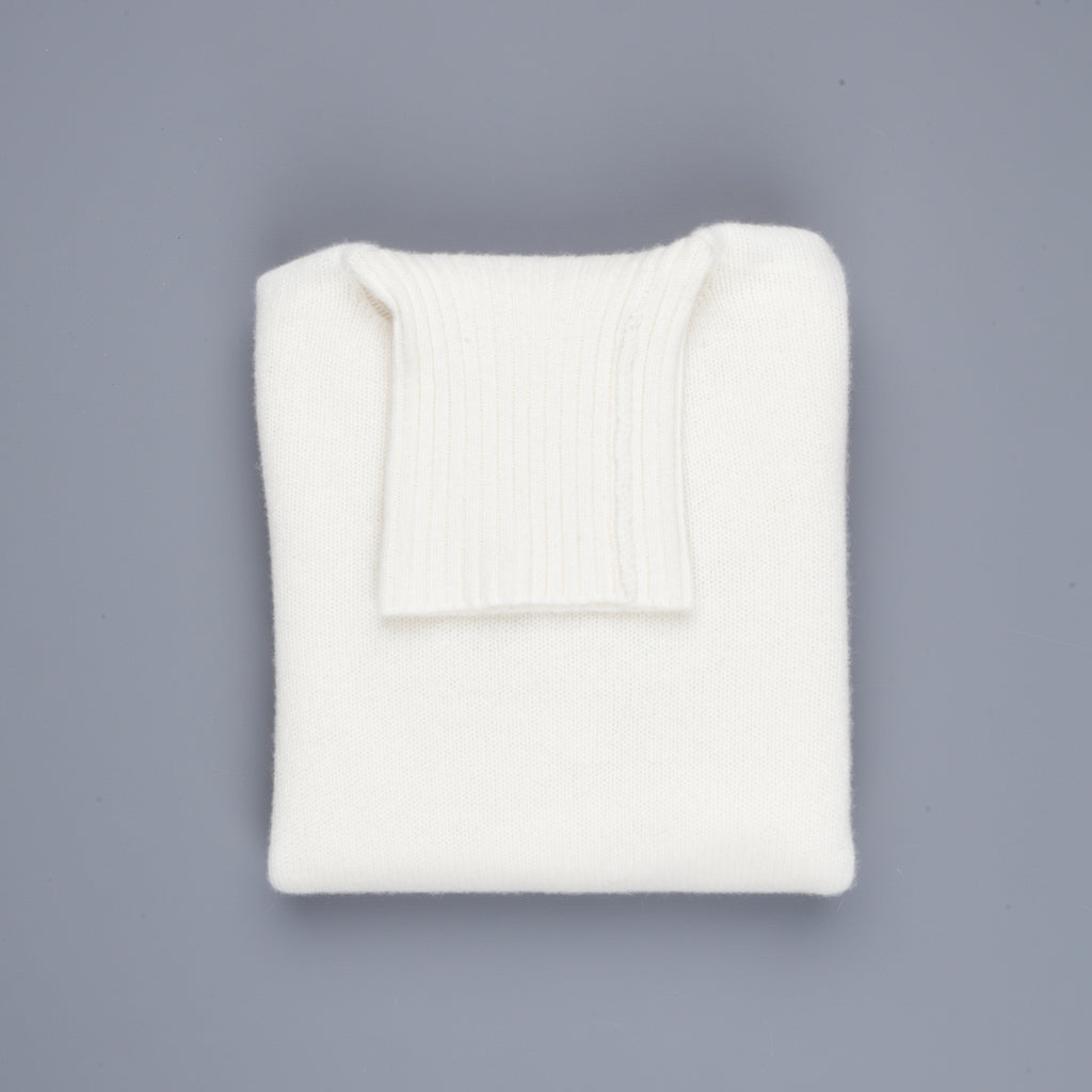 William Lockie Gullan Cashmere Roll Neck Ice White