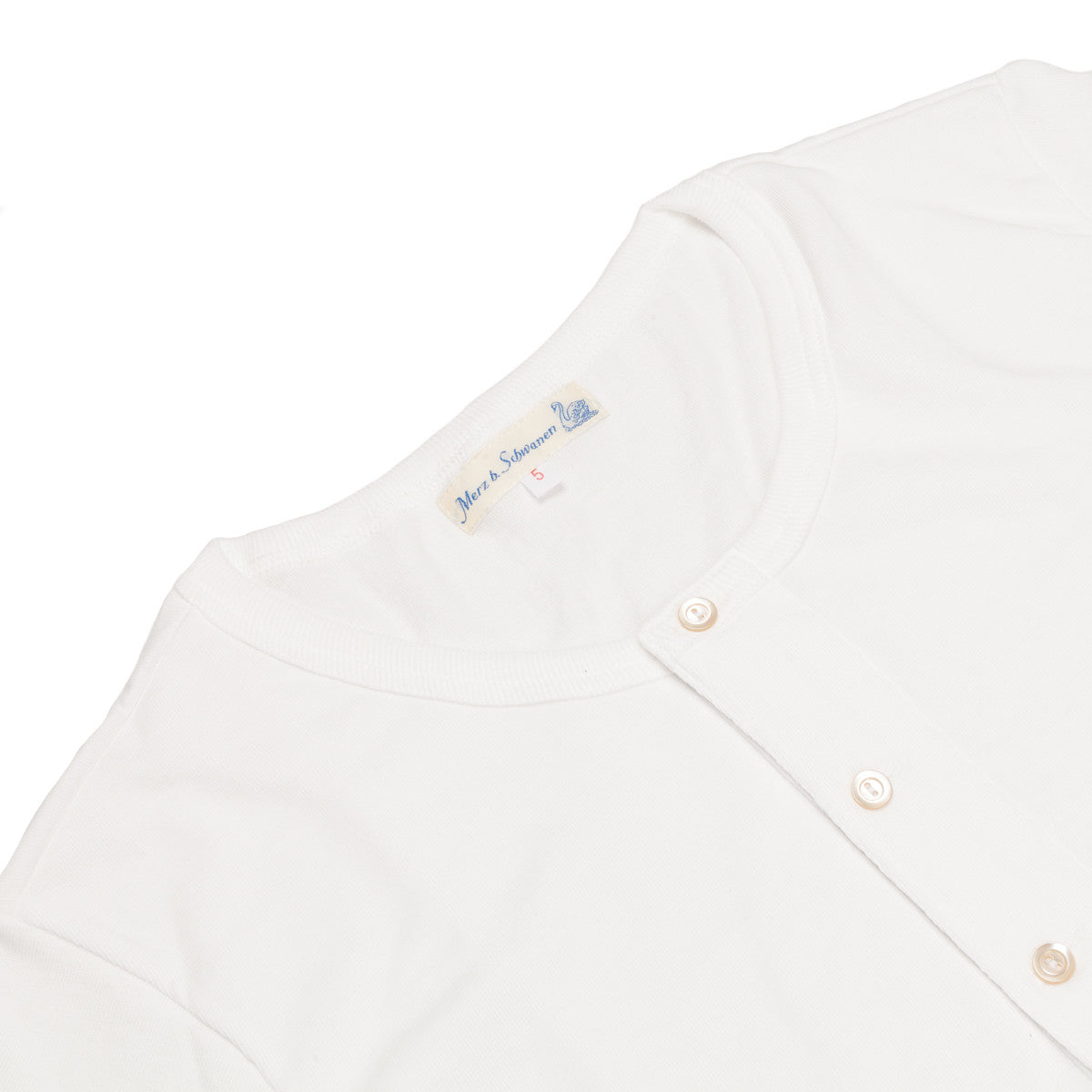 Merz B Schwanen 204 2 thread button facing shirt short sleeve white