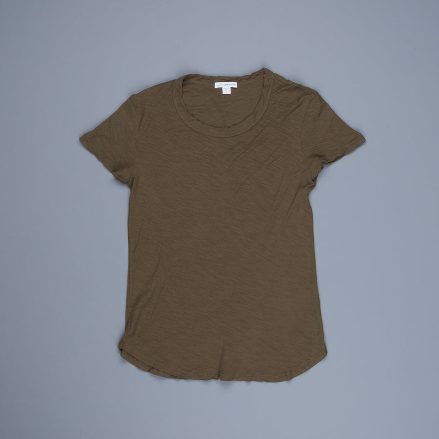 James Perse Women Sheer Slub Crew Neck Tee Sergeant