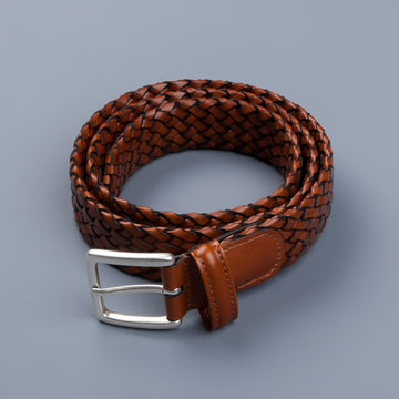 Anderson's Tubular Handwoven Leather Belt Tan