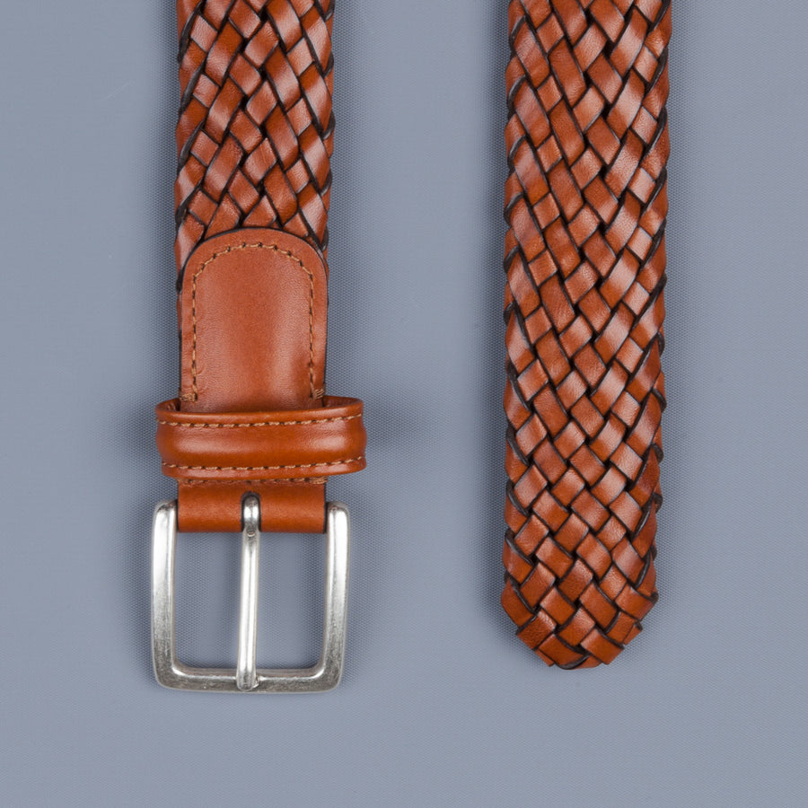 Anderson's Tubular Handwoven Leather Belt Tan